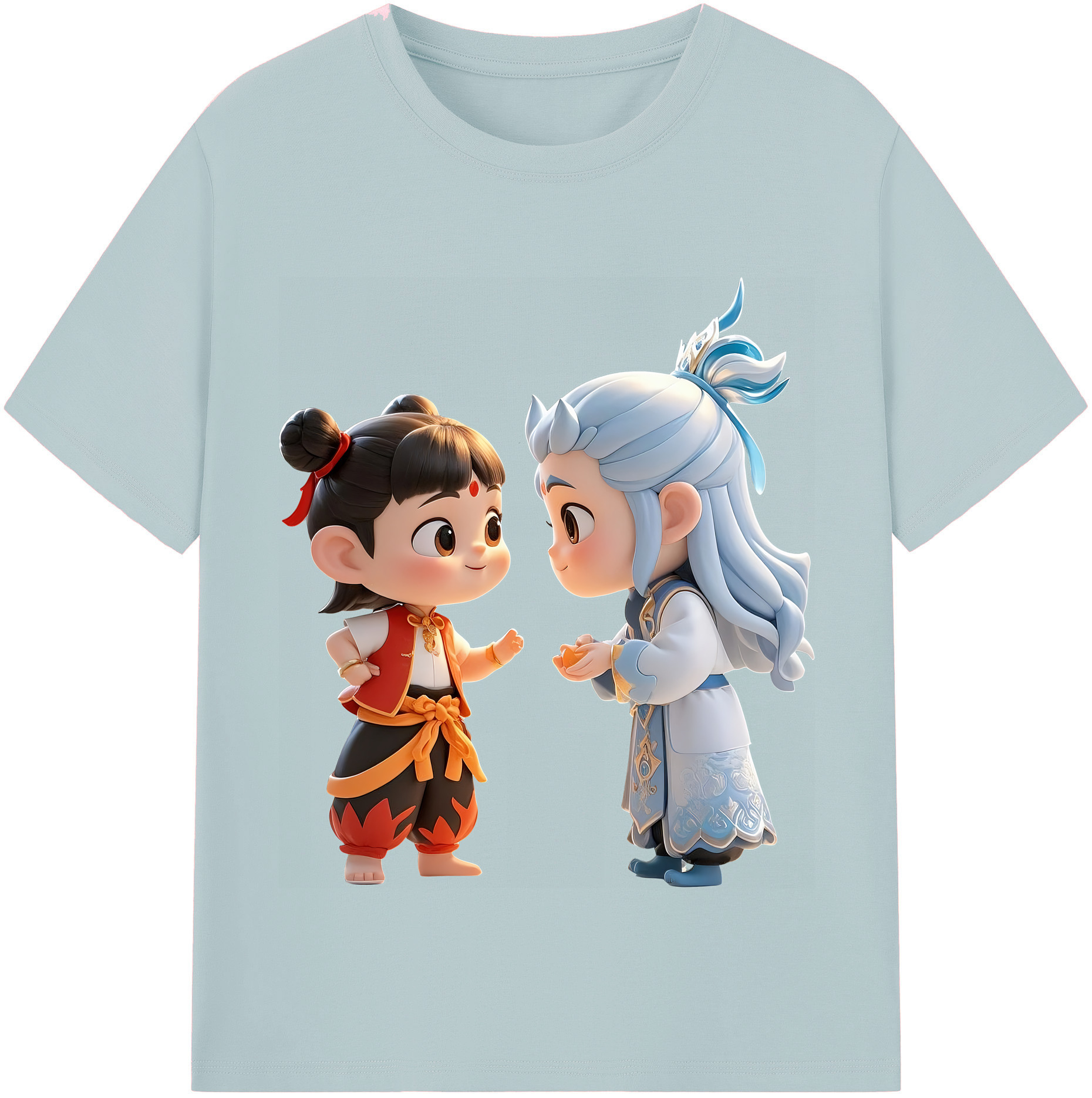 （画像用） Ne Zha 2 ナタ 魔童の大暴れ 綿100％半袖Tシャツ（フロントプリント）